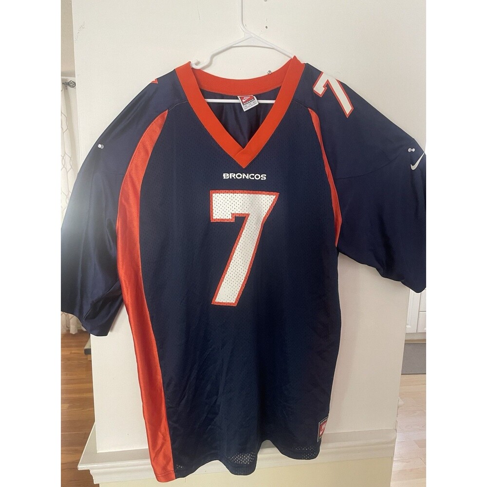 Vintage Nike John Elway #7 Denver Broncos Blue Football Jersey XXL with Stickers